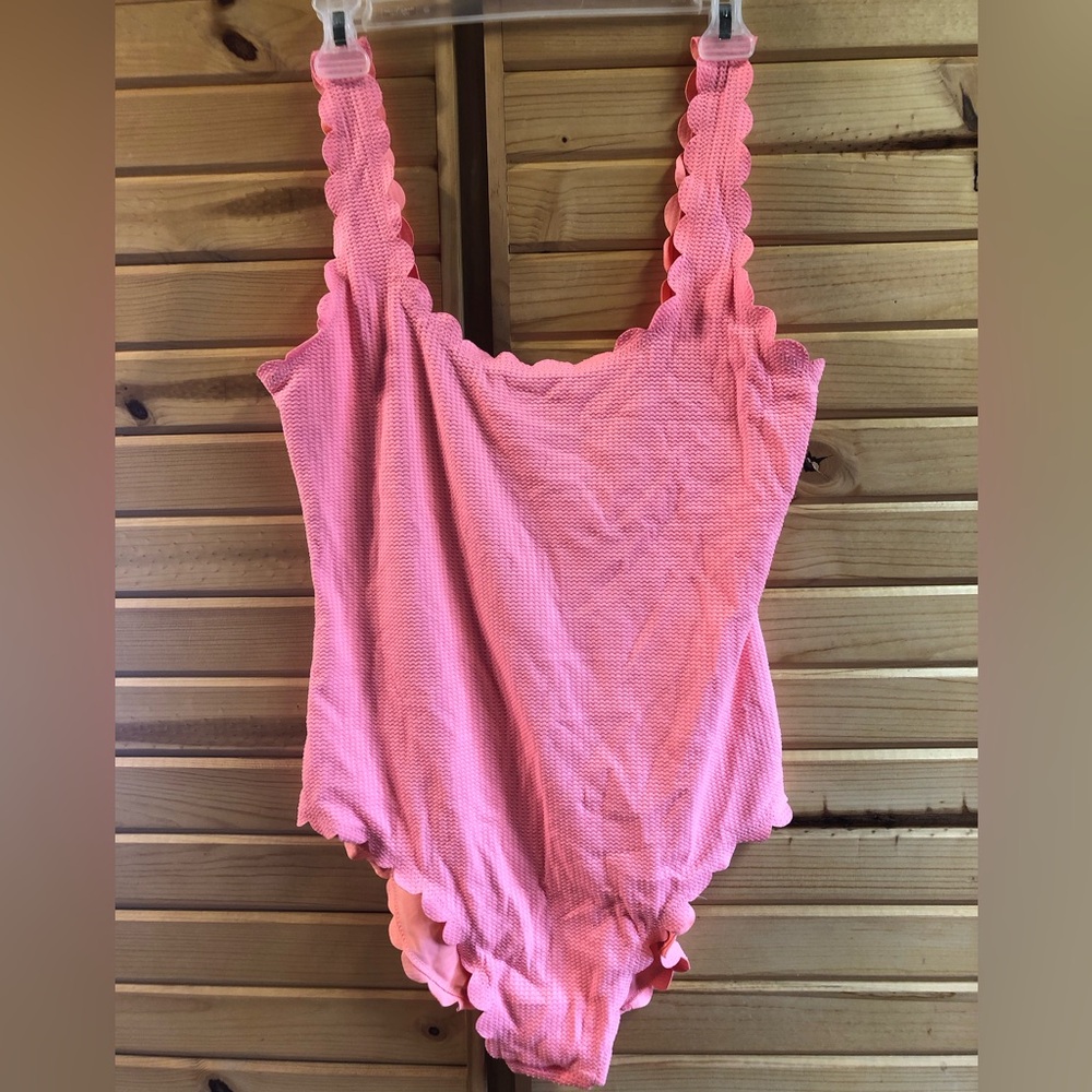 AERIE Women’s Coral Waffle Scalloped One Piece, Size XL